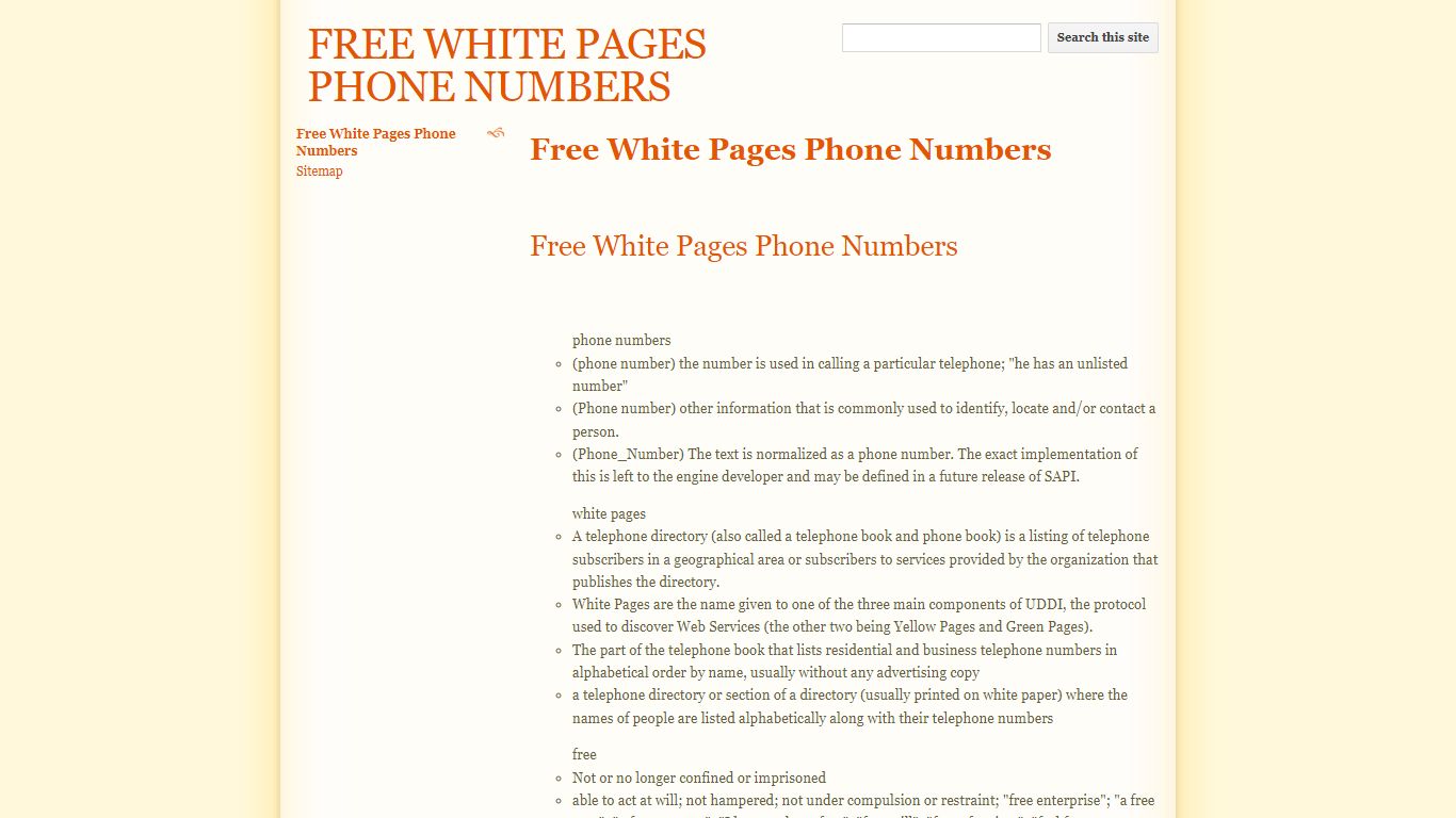 FREE WHITE PAGES PHONE NUMBERS - sites.google.com